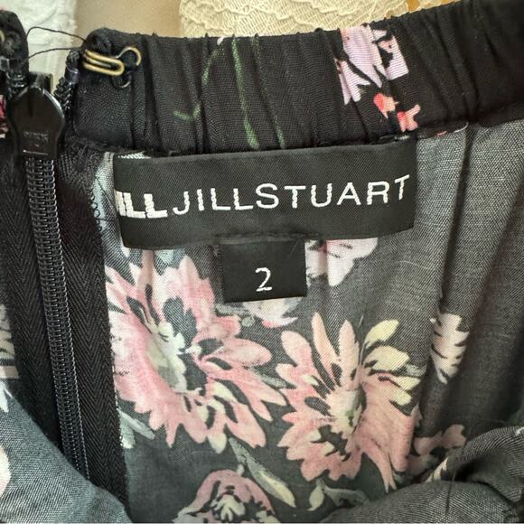 Jill Stuart Black & Pink Floral Off Shoulder Ruffled Knee Length Dress Size 2 - Picture 8 of 10